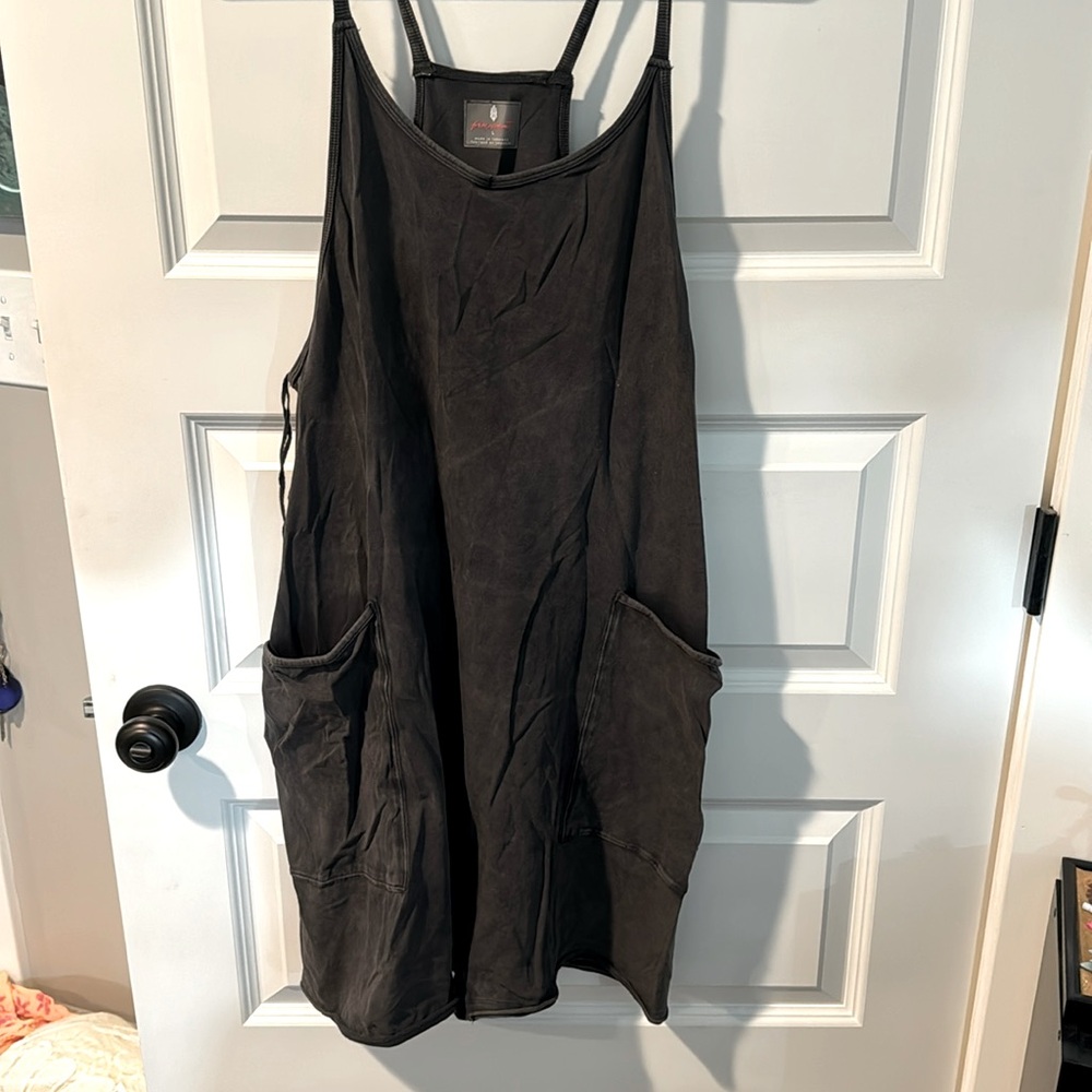 Free People Movement Dark Grey Short Onesie with Pockets Size L
